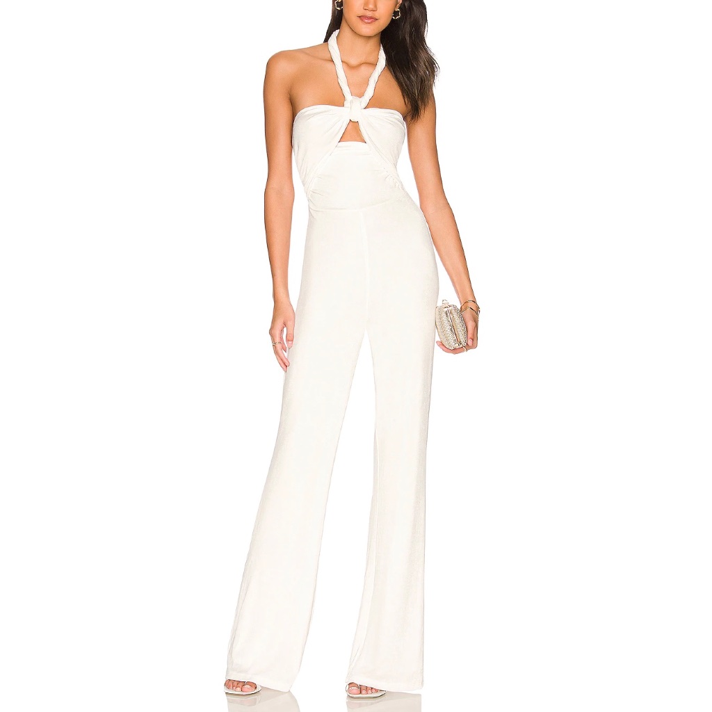 Nwot Misha Collection Letizia Twisted Halter Neck Strap Keyhole Jumpsuit, Size 8